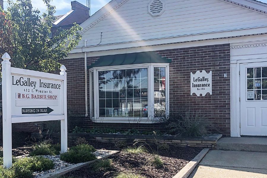 About Our Agency - View of the Exterior Office Building of LeGalley Insurance with a Sign Out Front